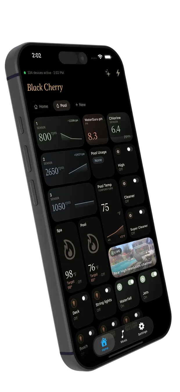 Halo running on iPhone showing a pool dashboard
