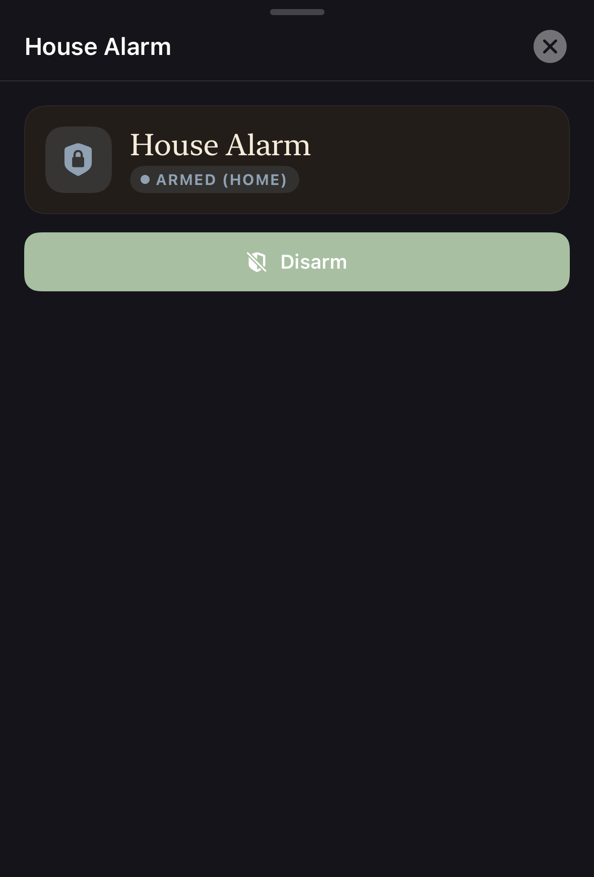 Alarm drawer screenshot